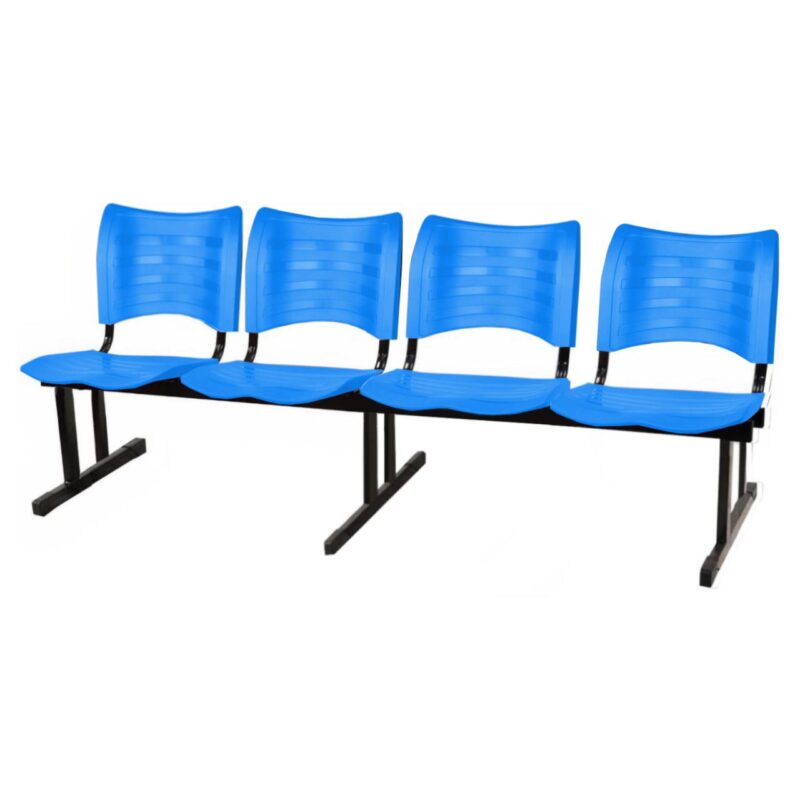 Cadeira Longarina Plástica 04 Lugares - Cor Azul - MRPLAST - 34198