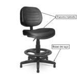Cadeira Caixa Executiva Costurada S/ Braços - (Aranha PLAXMETAL) - Cor Preta - 35025