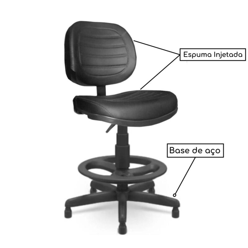 Cadeira Caixa Executiva Costurada S/ Braços - (Aranha PLAXMETAL) - Cor Preta - 35025