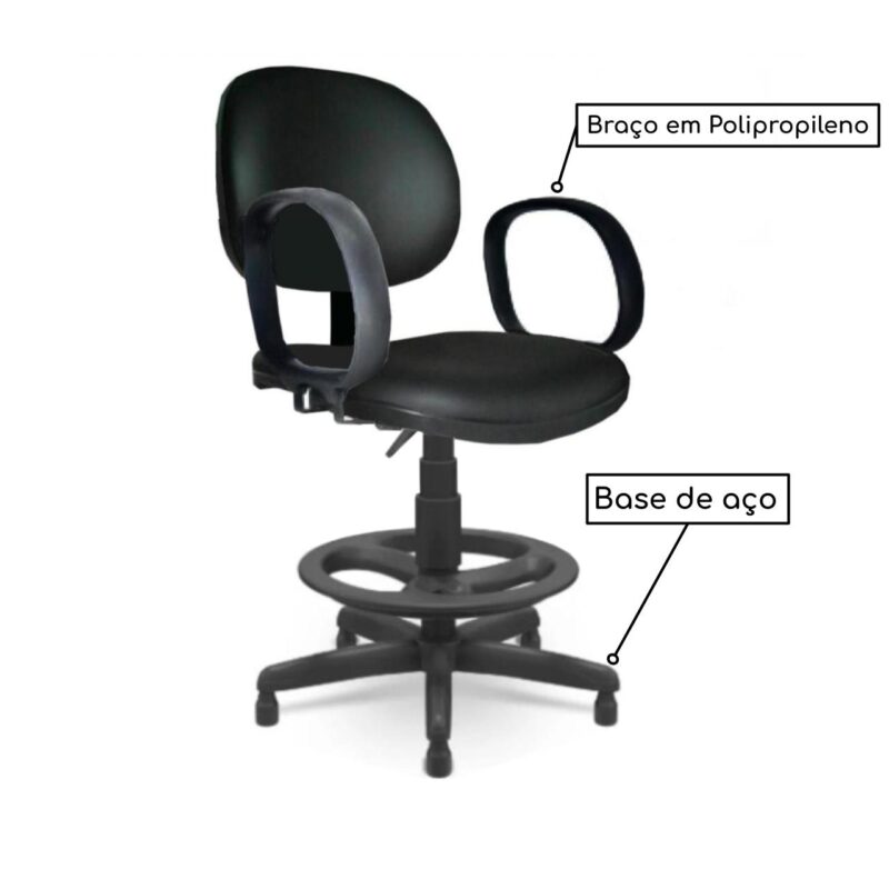 Cadeira Caixa Executiva Lisa com Braço Corsa - (Aranha PMD) - Cor Preta - 35026