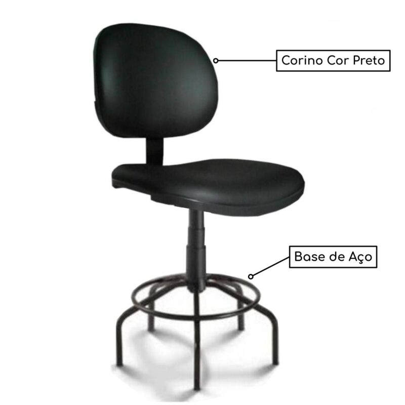 Cadeira Caixa Executiva Lisa sem Braços - (Aranha MARTIFLEX) - Cor Preta - 35031