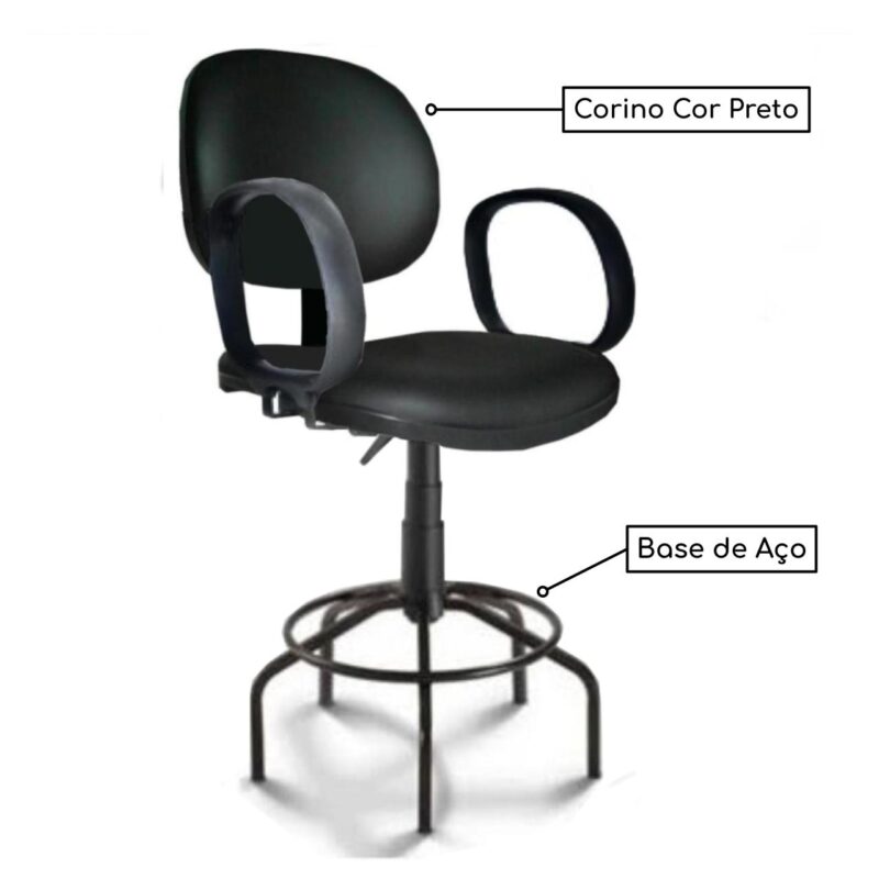 Cadeira Caixa Executiva Lisa com Braço Corsa - (Aranha MARTIFLEX) - Cor Preta - 35032