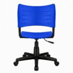 Vista Traseira da Cadeira Plástica Giratória Azul Cadeira de Escritório Plástica Giratória Azul vista por trás com base de cinco hastes
