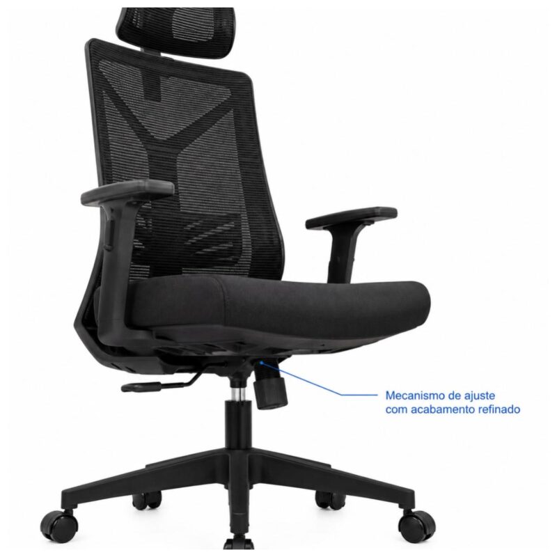 Imagem técnica do comando de regulagem de altura da cadeira presidente ergonômica com pistão a gás Classe 4.