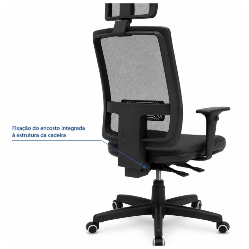 Imagem técnica da fixação do encosto ao mecanismo Back System da Cadeira Presidente Brizza.