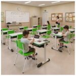 Conjunto Escolar Verde com Mesa e Cadeira 06 a 10 Anos
