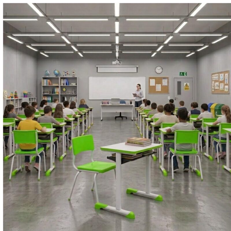 Conjunto Escolar Verde com Mesa e Cadeira 06 a 10 Anos