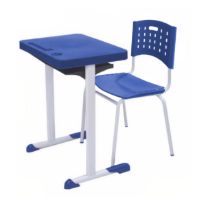 Kit Escolar Individual AZUL – (Mesa e Cadeira) – ADULTO – TAMPO PLÁSTICO - COR AZUL - REALPLAST - 54004