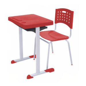 Kit Escolar Individual AZUL – (Mesa e Cadeira) – ADULTO – TAMPO PLÁSTICO - COR VERMELHO - REALPLAST - 54005