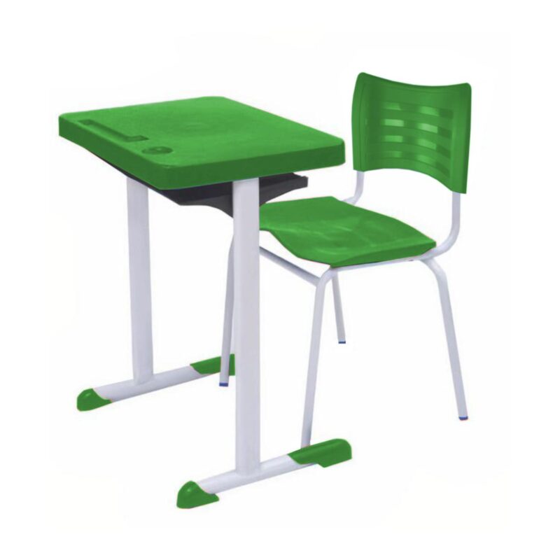 15304252097 2 Kit Escolar Individual VERDE – (Mesa e Cadeira) – ADULTO – TAMPO PLÁSTICO - COR VERDE - MRPLAST - 54001