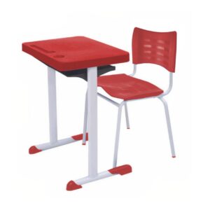 Kit Escolar Individual AZUL – (Mesa e Cadeira) – ADULTO – TAMPO PLÁSTICO - COR VERMELHO - MRPLAST - 54002