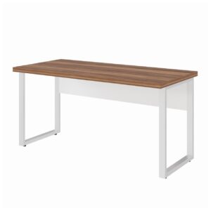 Mesa Escritório PÉ QUADRO 1,50x0,60m - S/ Gavetas - NOGAL SEVILHA / BRANCO - 34302