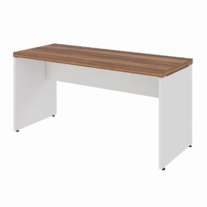 Mesa de Escritório 1,50×0,60m Sem Gavetas NOGAL SEVILHA/BRANCO – 34306