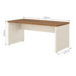 Dimensões da mesa executiva de 170 x 70 cm Mesa sem gaveteiro visível, com marcações de 1,70 m de largura, 0,70 m de profundidade e 0,74 m de altura.