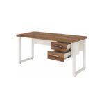 Móveis para Escritório Mesa de Escritório Industrial Amadeirada com Gavetas Pé Quadro 1,20x0,60m - Nogal Sevilha / Champanhe - 34320