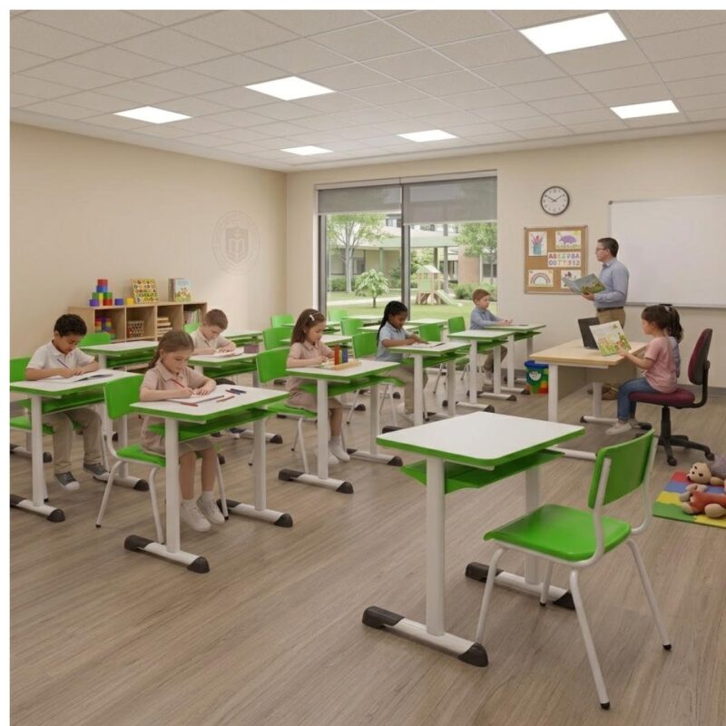 Conjunto Escolar Verde com Mesa e Cadeira 03 a 06 Anos