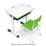 Conjunto Escolar Verde com Mesa e Cadeira 03 a 06 Anos