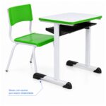 Conjunto Escolar Verde com Mesa e Cadeira 03 a 06 Anos