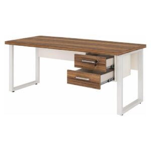Mesa de Escritório Pé Quadro 1,70 x 0,70 m com 2 Gavetas Sevilha e Champanhe