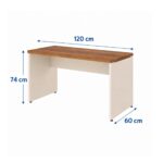 Móveis para Escritório Mesa de Escritório Executiva Reta - 1,20m x 0,60m (Tampo 40mm) - Nogal Sevilha / Champanhe