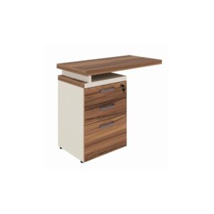Mesa AUXILIAR c/ 03 Gavetas Pedestal - NOGAL SEVILHA/BRANCO – 34309