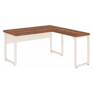 Mesa em L Pé Quadro 1,70 x 1,60 m sem Gavetas Sevilha e Champanhe