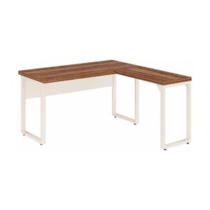 Mesa em L Pé Quadro 1,50 x 1,50 m sem Gavetas Sevilha e Champanhe