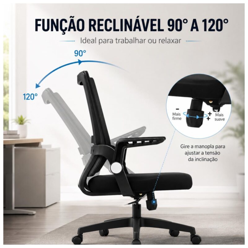 Cadeira de Escritório Cadeira de Escritório Tela Mesh Ajustável para Home Office