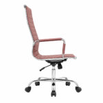 Cadeira Presidente Charles Eames Esteirinha Terracota em vista lateral esquerda, com estrutura cromada.