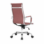 Cadeira Presidente Charles Eames Terracota em vista traseira direita, com braços e base cromados.
