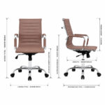 Cadeira Diretor Charles Eames Terracota em prancha técnica frontal e lateral com campos para medidas