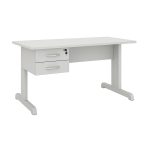 Mesa Escritório 1,50×0,60m c/ Gavetas –  CINZA/CINZA - 53082