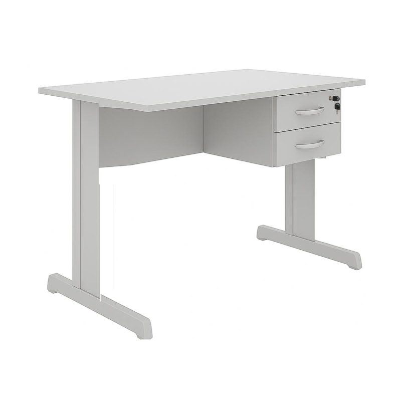 Mesa Escritório 1,50×0,60m c/ Gavetas –  CINZA/CINZA - 53082