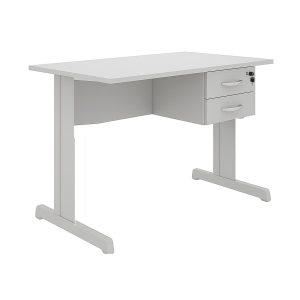 Mesa Escritório 1,50×0,60m c/ Gavetas –  CINZA/CINZA - 53082