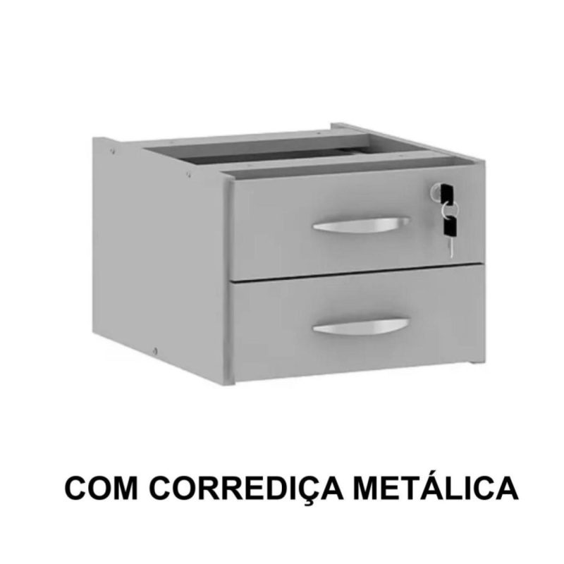 Mesa Escritório 1,50×0,60m c/ Gavetas –  CINZA/CINZA - 53082