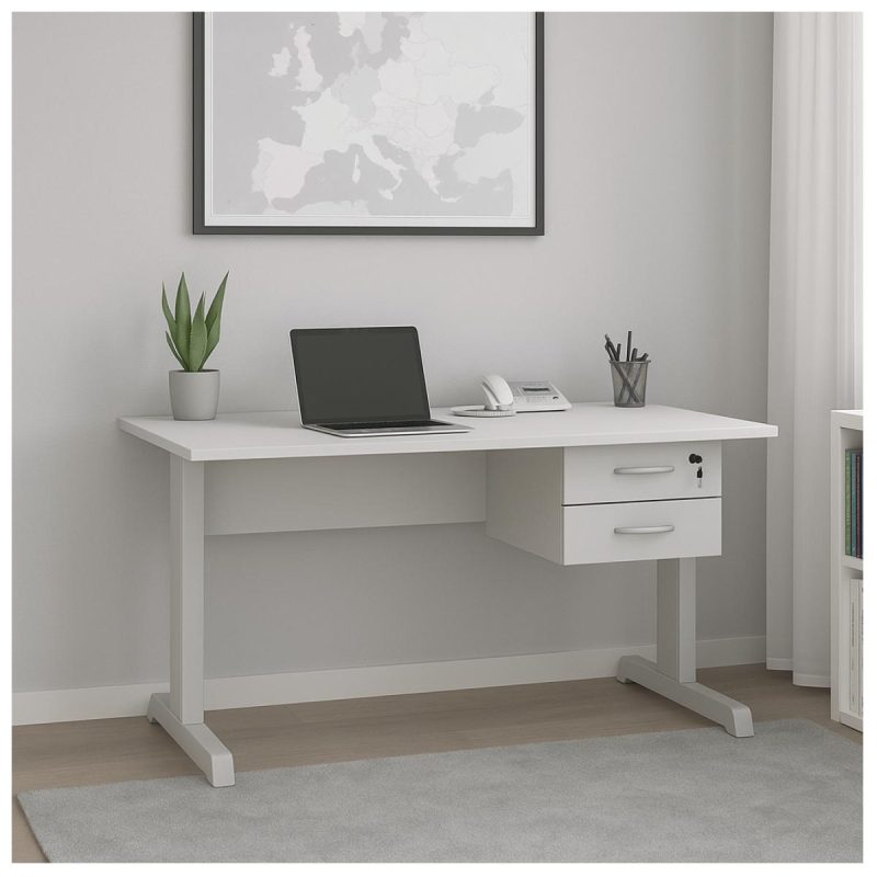 Mesa Escritório 1,20×0,60m c/ Gavetas –  CINZA/CINZA - 53084