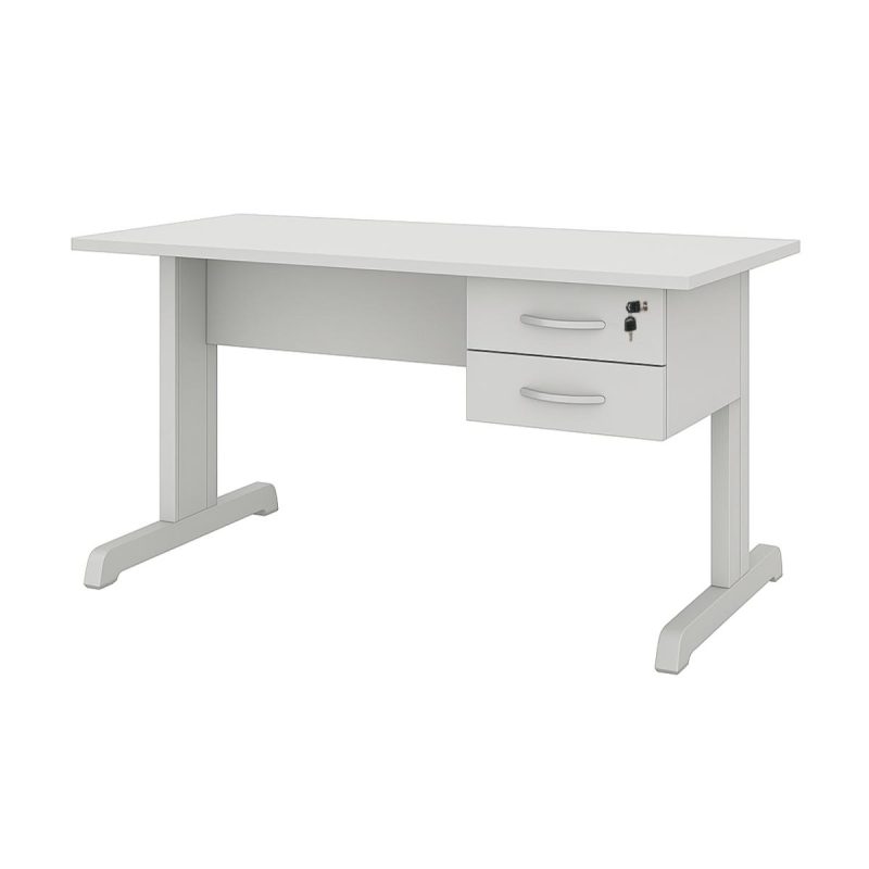 Mesa Escritório 1,20×0,60m c/ Gavetas –  CINZA/CINZA - 53084