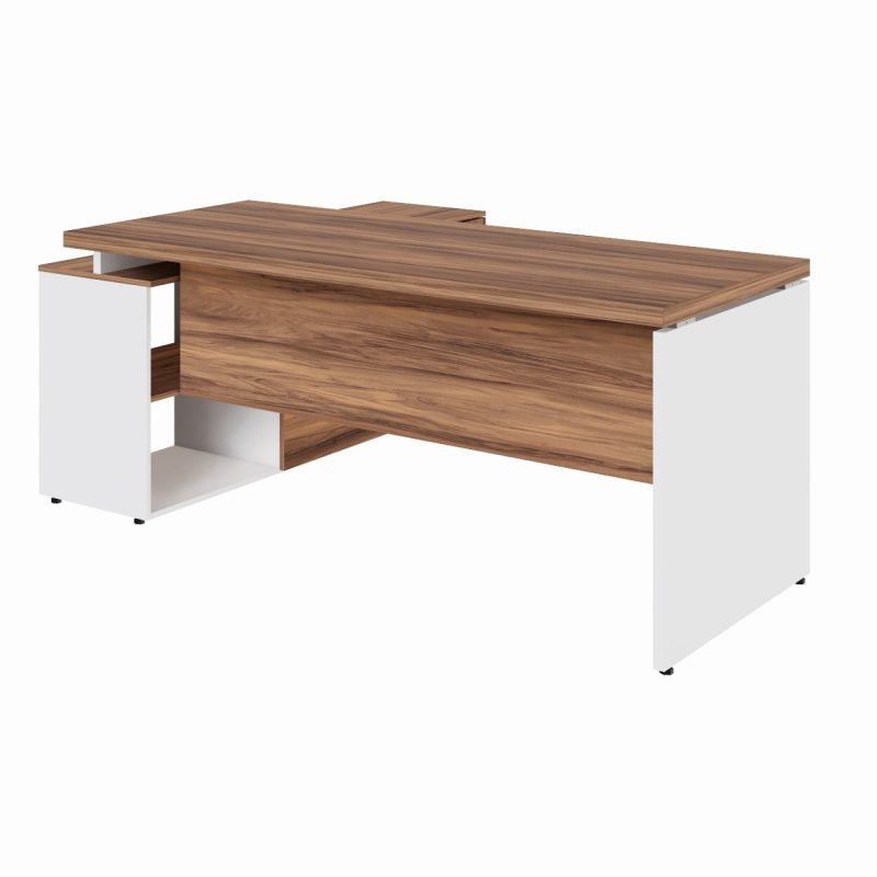 15348817204 5 Mesa Diretorzinha c/ Aparador - Pé de MADEIRA - 1,90x1,50m - WORKSTART - NOGAL SEVILHA / BRANCO - 34426