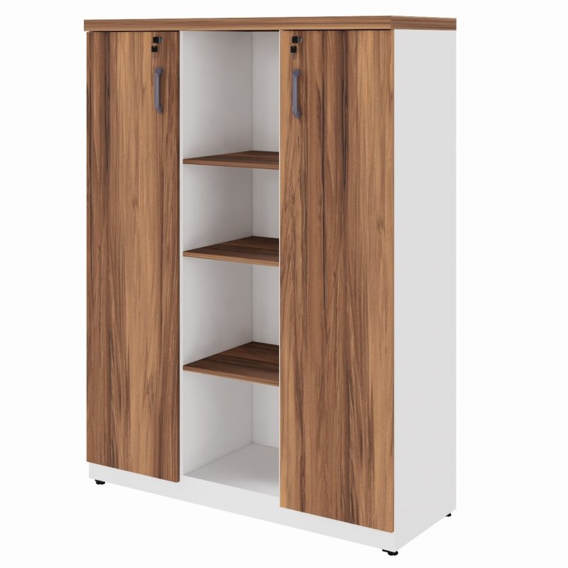 15348980041 3 Armário Alto Credenza com Nicho - 1,61x1,20x0,45m - NOGAL SEVILHA/BRANCO- 34415