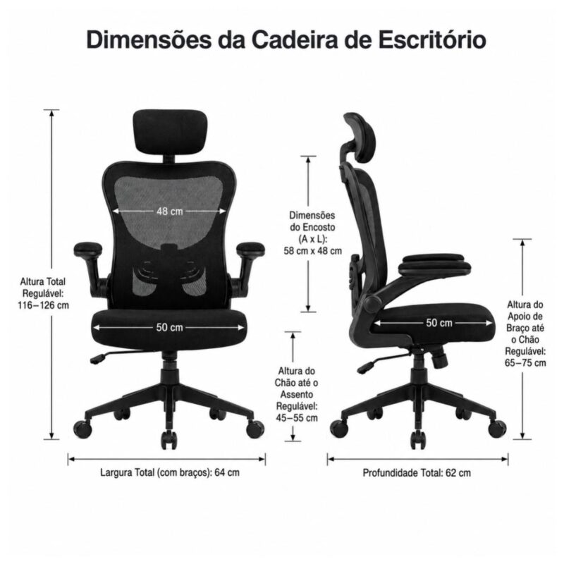 Cadeira de Escritório Cadeira para Home Office Ergonômica Tela Mesh Presidente