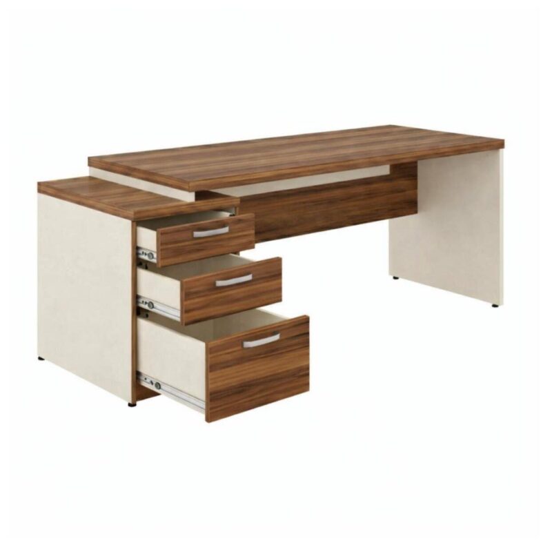 Móveis para Escritório Mesa para Escritório com Gaveteiro 3 Gavetas - 1,92x0,70m – Escrivaninha Home Office Amadeirada - Sevilha / Champainhe - 34405