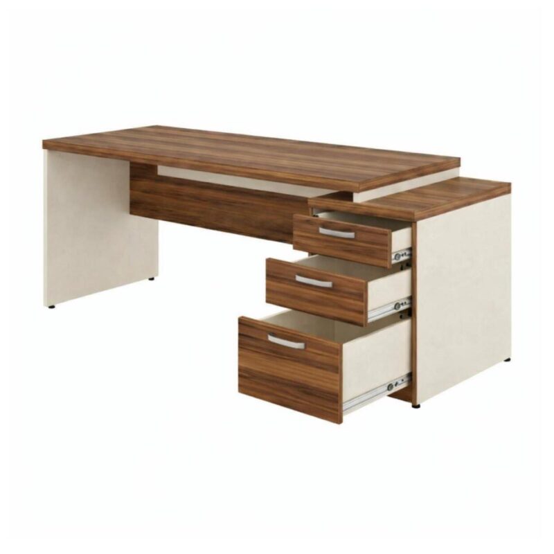 Móveis para Escritório Mesa para Escritório com Gaveteiro 3 Gavetas - 1,92x0,70m – Escrivaninha Home Office Amadeirada - Sevilha / Champainhe - 34405