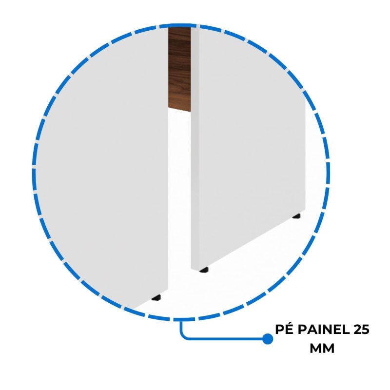 Móveis para Escritório Estação de Trabalho Dupla 1,20×1,35m 02 Lugares sem Gavetas c/ ponto de tomada PÉ PAINEL - Nogal Sevilha/Branco - 34428