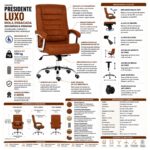 Ficha técnica da Cadeira Presidente Luxo caramelo com 42 molas ensacadas, mecanismo relax e capacidade para 120 kg.