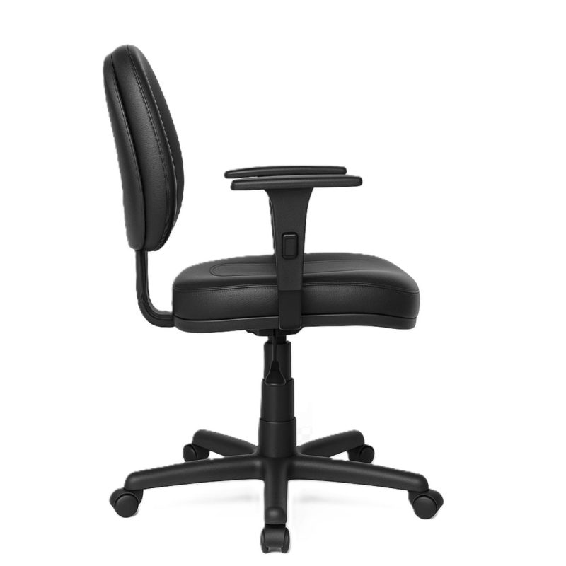 Cadeira Escritório Cadeira Executiva COSTURADA Giratória com Braços Reguláveis - Corino Preto - 31005