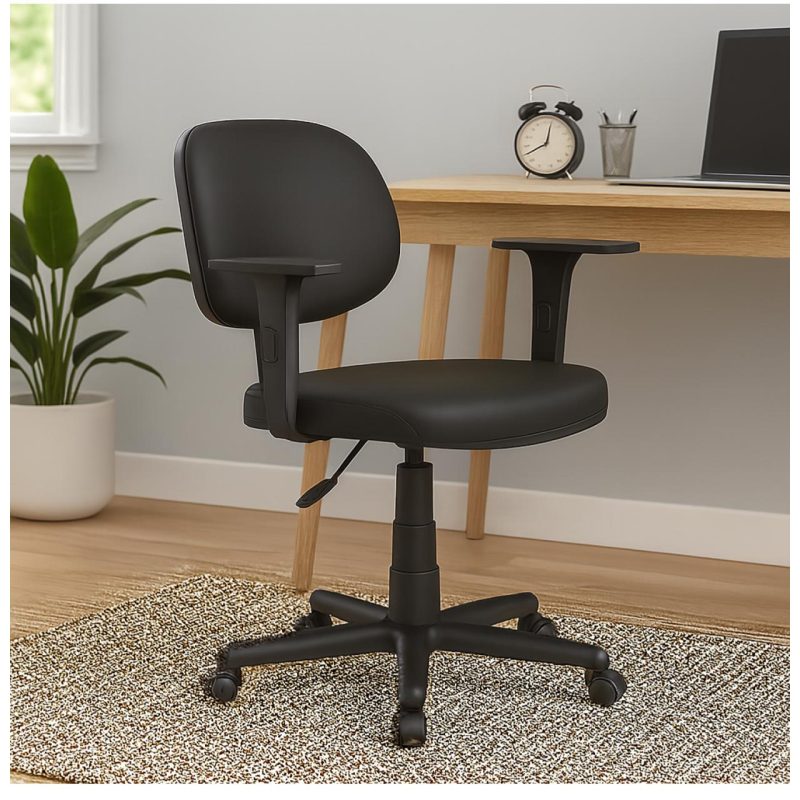 Cadeira Escritório Cadeira Executiva LISA Giratória com Braços Reguláveis - Corino Preto - 31003