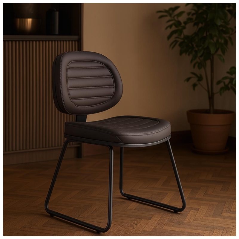 Cadeira Executiva Costurada Base Trapézio - Corino Preto - 31031