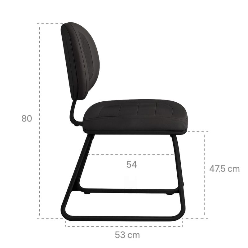 Cadeira Executiva Costurada Base Trapézio - Corino Preto - 31031