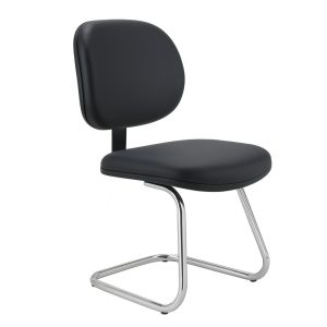 Cadeira Executiva LISA Base em "S" CROMADA - Corino Preto - 31015