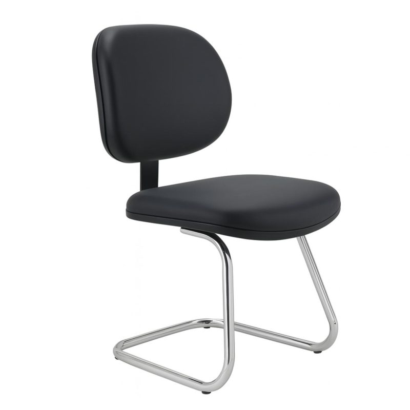 15360549380 copia de copia de copia de exec trap Cadeira Executiva LISA Base em "S" CROMADA - Corino Preto - 31015